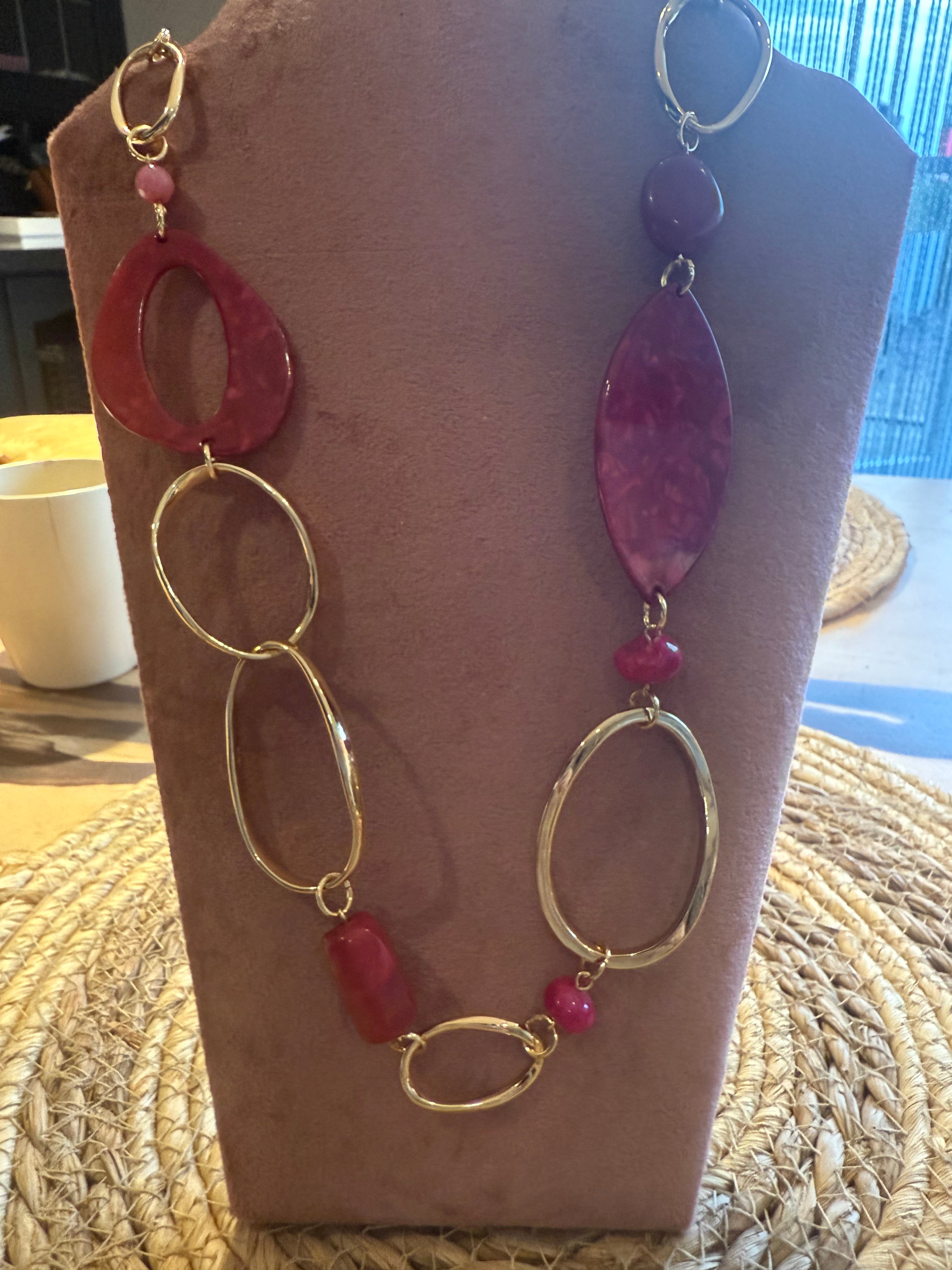 Ketting Bordeaux Goud Schakel Lang